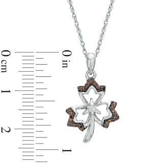 0.13 CT. T.W. Enhanced Champagne and White Diamond Maple Leaf Pendant in 10K White Gold