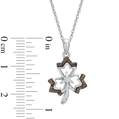 0.13 CT. T.W. Enhanced Champagne and White Diamond Maple Leaf Pendant in 10K White Gold