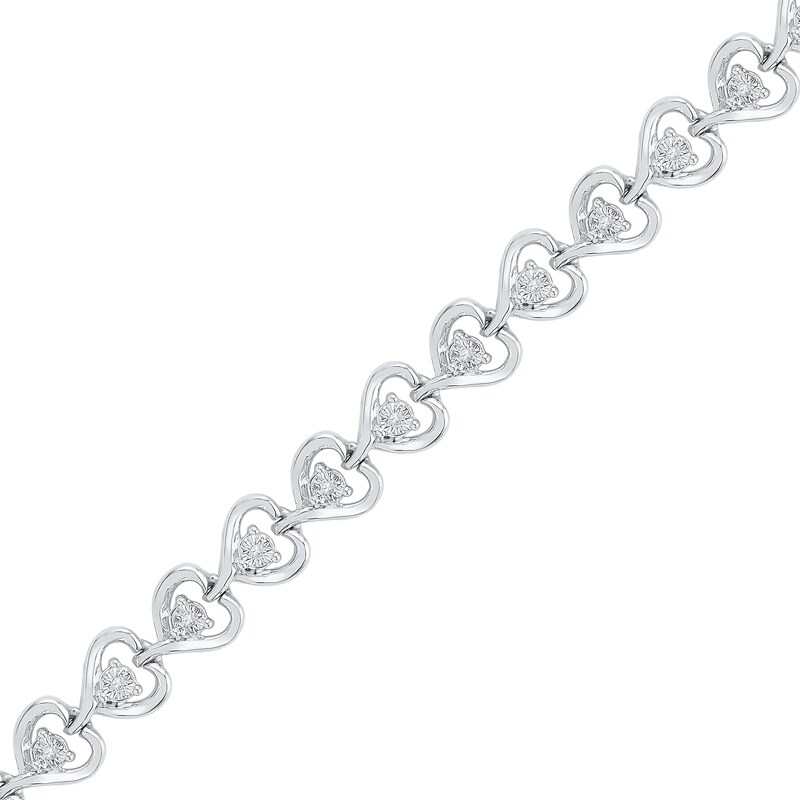 0 25 Ct T W Diamond Heart Shaped Tennis Bracelet In Sterling Silver 7 5 Peoples Jewellers