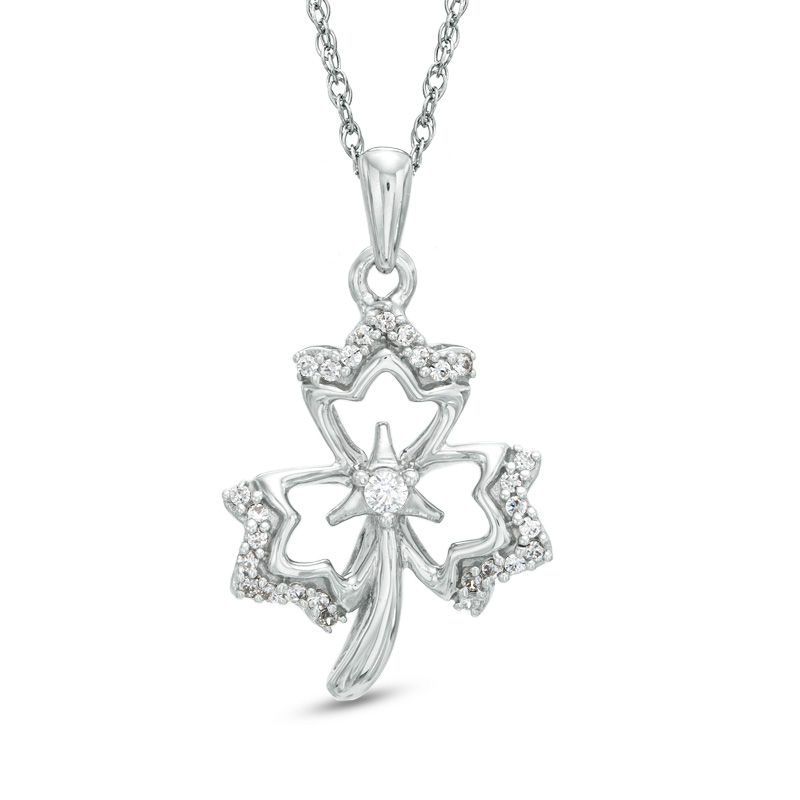 0.13 CT. T.W. Diamond Maple Leaf Pendant in 10K White Gold|Peoples Jewellers