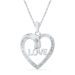 Diamond Accent Heart with &quot;LOVE&quot; Pendant in Sterling SIlver