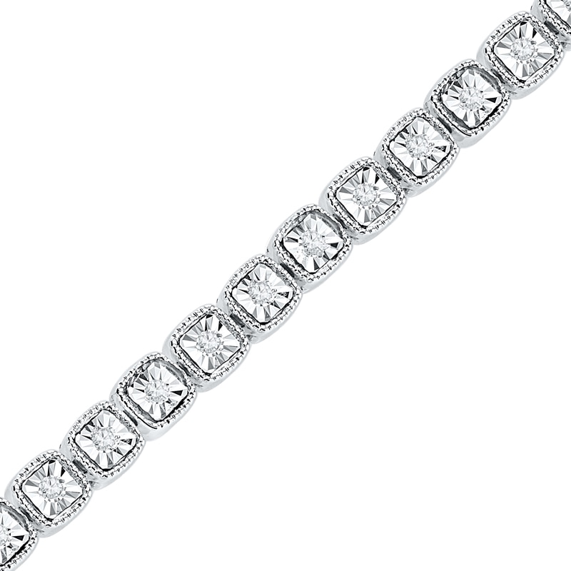 Main Image 1 of 0.25 CT. T.W. Diamond Tennis Bracelet in Sterling Silver - 7.25"