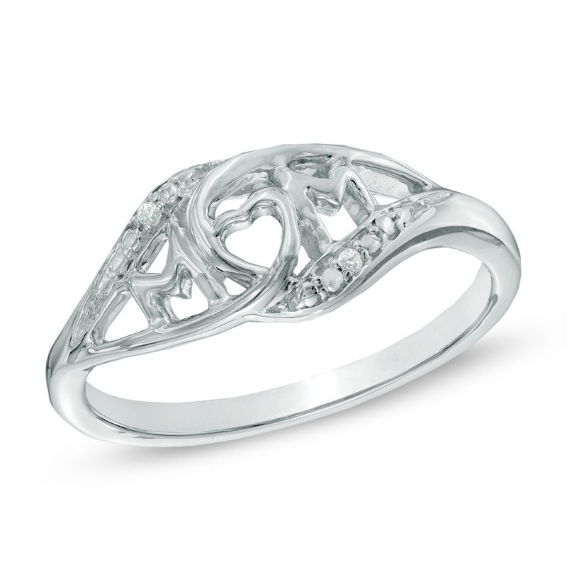 Diamond Accent "MOM" Ring in Sterling Silver|Peoples Jewellers