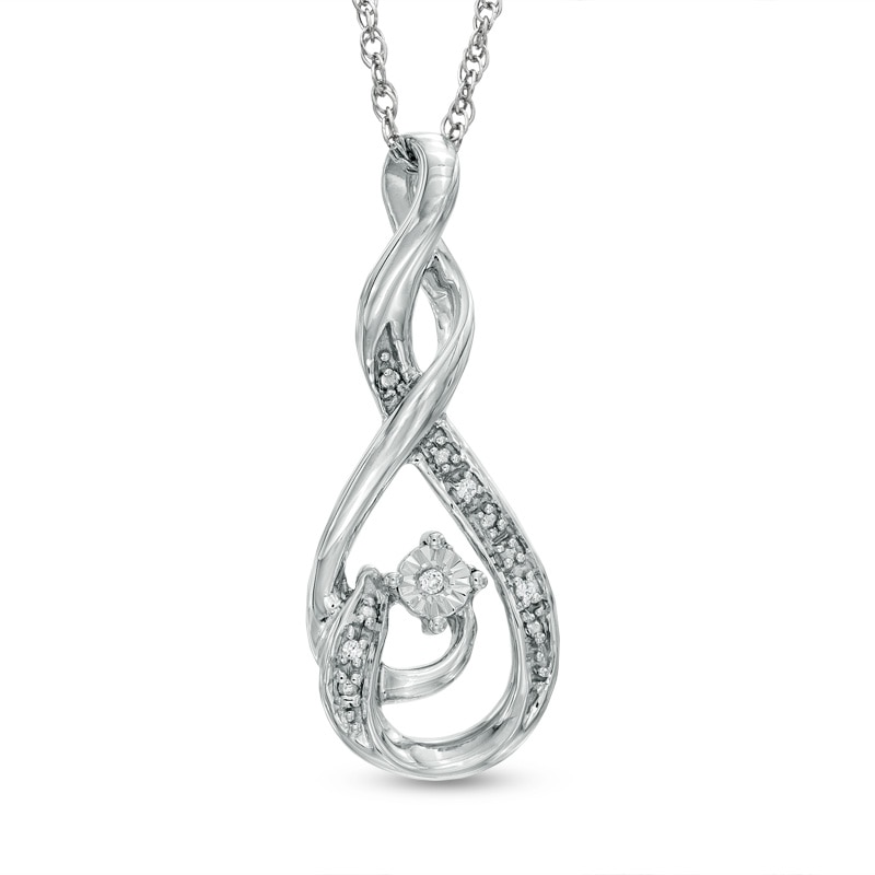 Diamond Accent Double Infinity Pendant in Sterling Silver|Peoples Jewellers