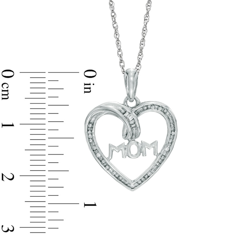 Diamond Accent "MOM" Heart Pendant in Sterling Silver
