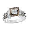 Thumbnail Image 0 of 1.00 CT. T.W. Champagne and White Diamond Frame Collar Ring in 14K White Gold
