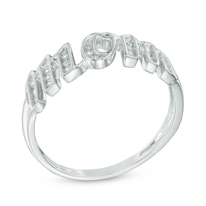 Main Image 2 of 0.13 CT. T.W. Diamond "MOM" Ring in Sterling Silver