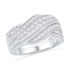 Thumbnail Image 0 of 0.75 CT. T.W. Diamond Layered Wave Ring in 10K White Gold