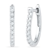 Thumbnail Image 1 of 0.13 CT. T.W. Diamond Hoop Earrings in 10K White Gold