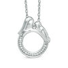 Thumbnail Image 0 of 0.10 CT. T.W. Diamond Motherly Love Circle Pendant in Sterling Silver
