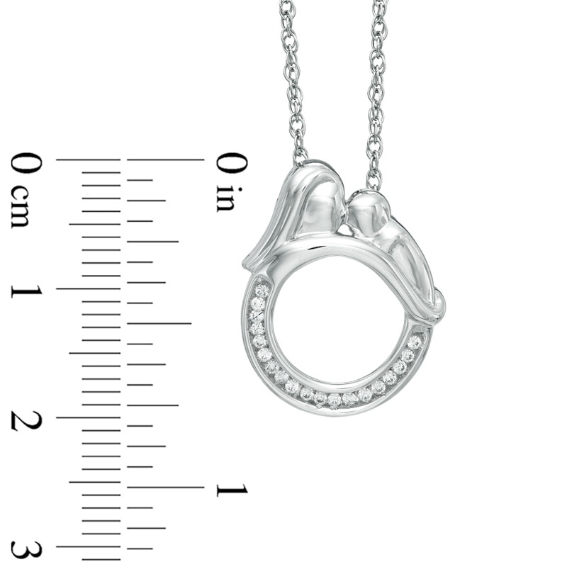 0.10 CT. T.W. Diamond Motherly Love Circle Pendant in Sterling Silver
