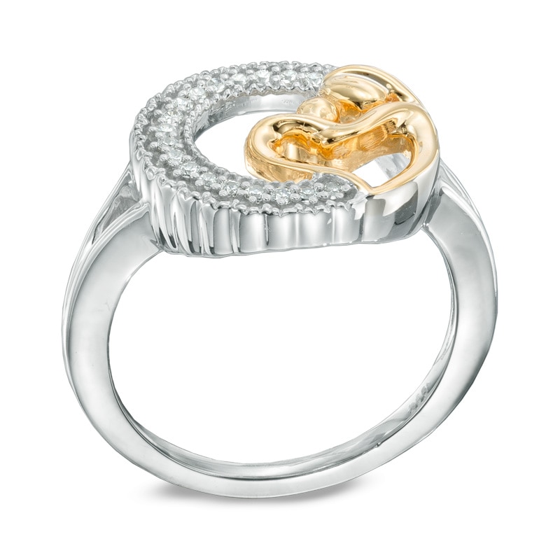 0.10 CT. T.W. Diamond Motherly Love Circle Ring in Sterling Silver and 14K Gold Plate