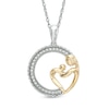 0.12 CT. T.W. Diamond Motherly Love Circle Pendant in Sterling Silver and 14K Gold Plate