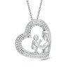 Thumbnail Image 1 of 0.33 CT. T.W. Diamond Motherly Love Tilted Heart Pendant in Sterling Silver