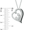 0.10 CT. T.W. Enhanced Black and White Diamond Motherly Love Tilted Heart Pendant in Sterling Silver