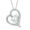 Thumbnail Image 0 of 0.20 CT. T.W. Diamond Motherly Love Tilted Heart Pendant in Sterling Silver