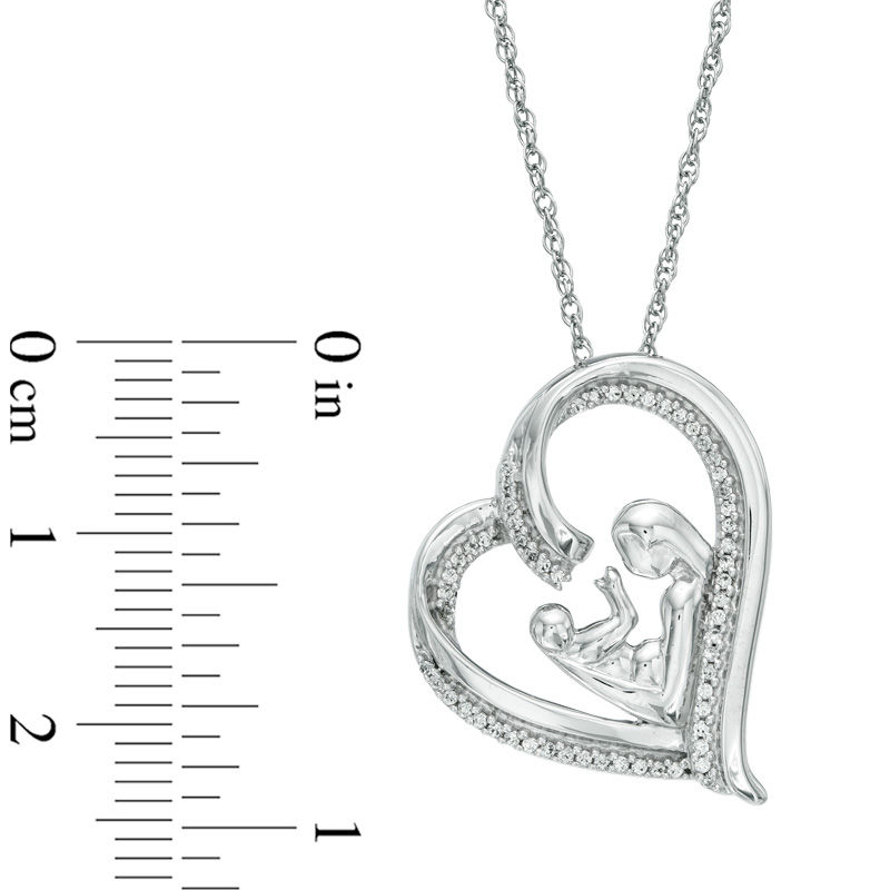 0.20 CT. T.W. Diamond Motherly Love Tilted Heart Pendant in Sterling Silver