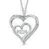 Thumbnail Image 0 of 0.12 CT. T.W. Diamond "MOM" Double Heart Pendant in Sterling Silver