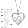 Thumbnail Image 1 of 0.12 CT. T.W. Diamond "MOM" Double Heart Pendant in Sterling Silver