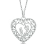 Thumbnail Image 1 of 0.10 CT. T.W. Diamond Motherly Love Scroll Heart Pendant in Sterling Silver
