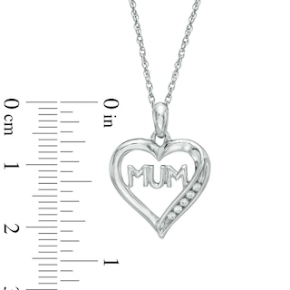 Diamond Accent "MUM" Heart Pendant in Sterling Silver