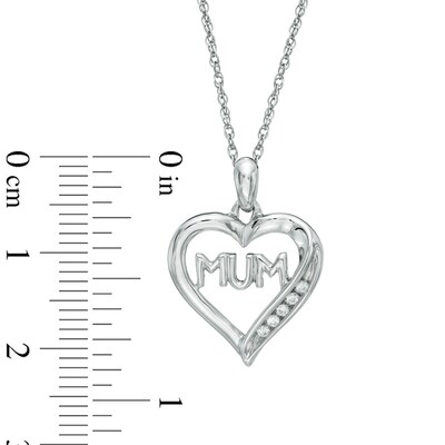 Diamond Accent "MUM" Heart Pendant in Sterling Silver