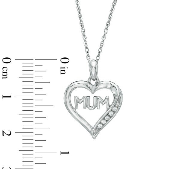 Diamond Accent "MUM" Heart Pendant in Sterling Silver