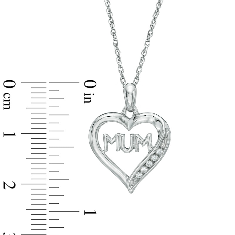 Diamond Accent "MUM" Heart Pendant in Sterling Silver