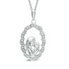 Thumbnail Image 1 of 0.10 CT. T.W. Diamond Motherly Love Scallop Oval Pendant in 10K White Gold