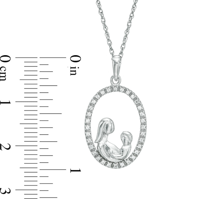 0.12 CT. T.W. Diamond Motherly Love Oval Pendant in 10K White Gold
