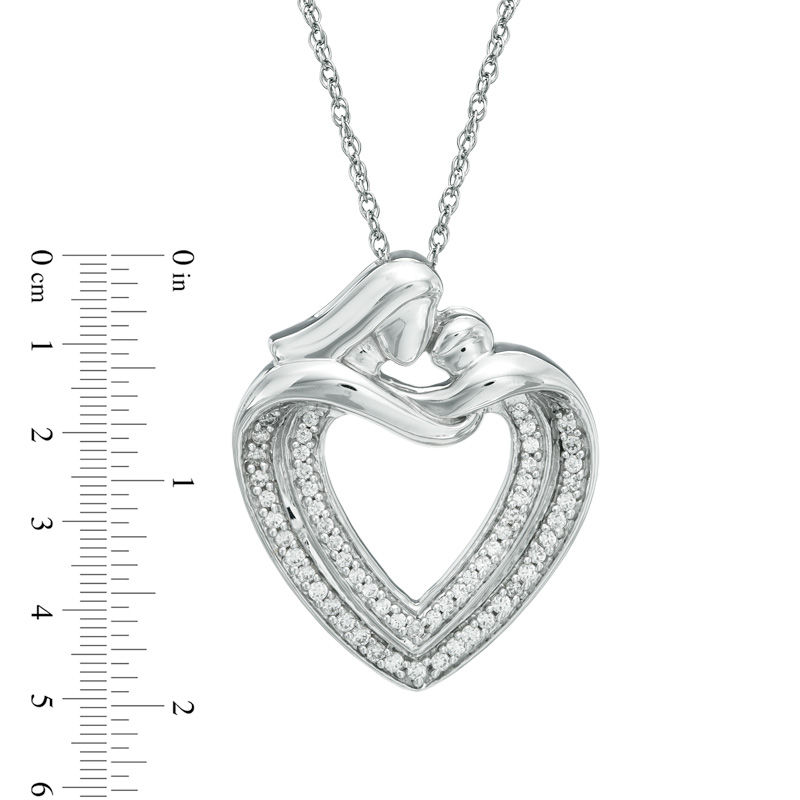 Main Image 2 of 0.25 CT. T.W. Diamond Motherly Love Heart Pendant in 10K White Gold