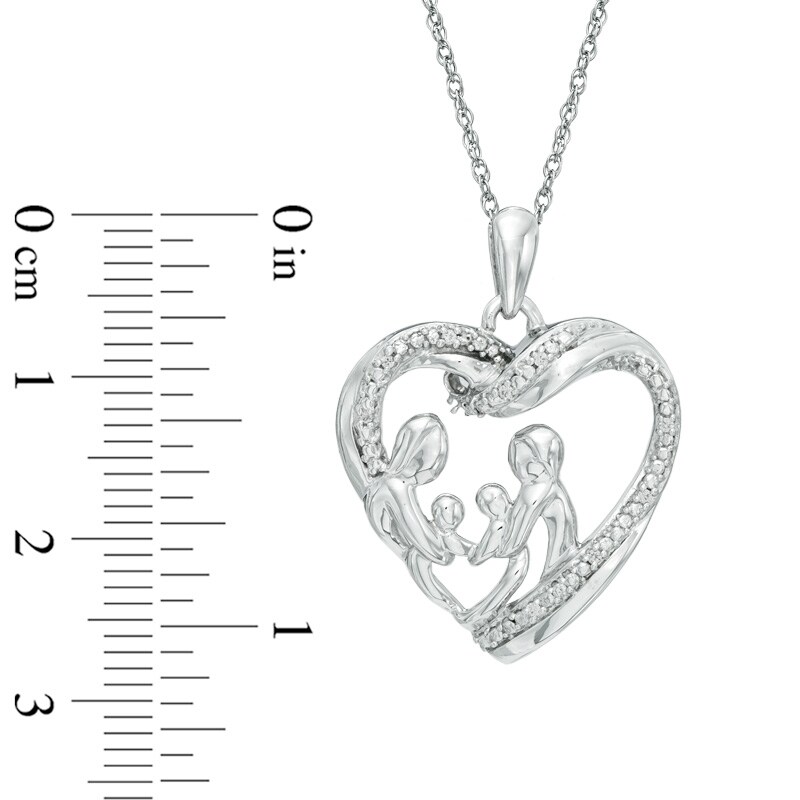 Diamond Accent Family Heart Pendant in 10K White Gold|Peoples Jewellers