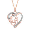 Thumbnail Image 0 of Diamond Accent Family Heart Pendant in 10K Rose Gold