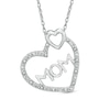 Diamond Accent "MOM" Double Heart Pendant in 10K White Gold