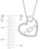 Thumbnail Image 1 of Diamond Accent "MOM" Double Heart Pendant in 10K White Gold
