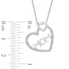 Diamond Accent "MOM" Double Heart Pendant in 10K White Gold