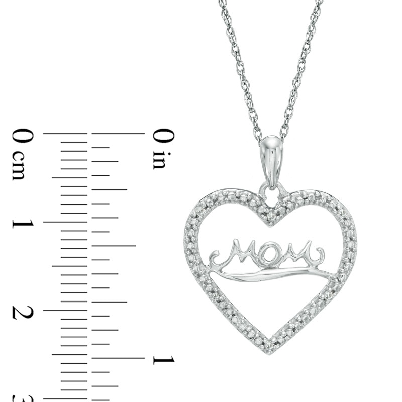 Diamond Accent "MOM" Heart Pendant in 10K White Gold