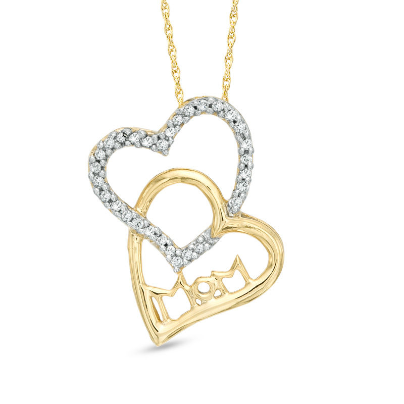 0.10 CT. T.W. Diamond Double Heart Pendant in 10K Gold|Peoples Jewellers