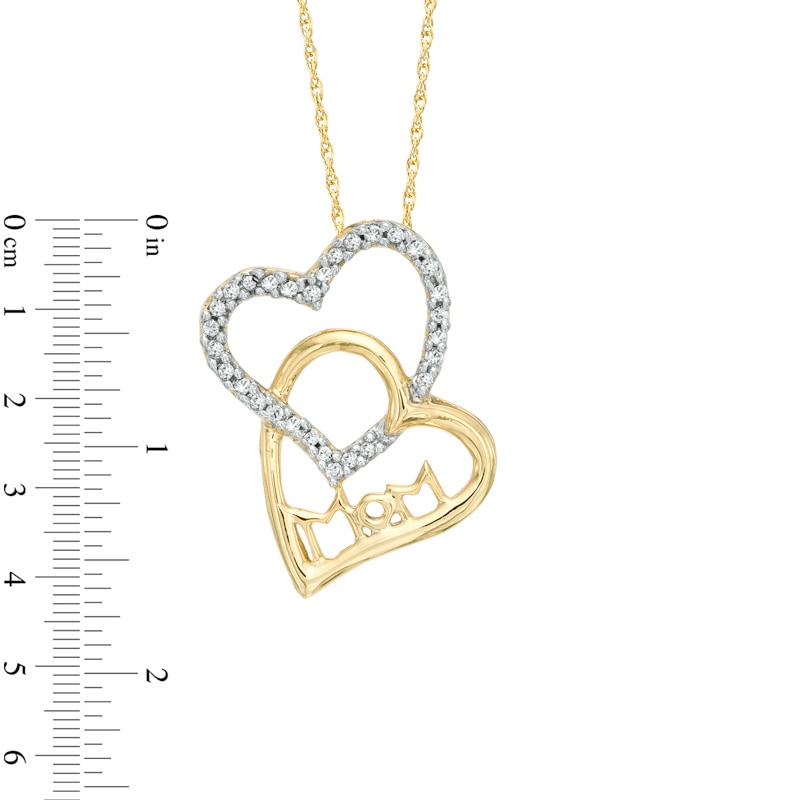 0.10 CT. T.W. Diamond Double Heart Pendant in 10K Gold|Peoples Jewellers