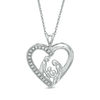 Thumbnail Image 1 of 0.10 CT. T.W. Diamond Family Love Heart Pendant in 10K White Gold