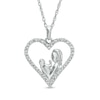 Thumbnail Image 0 of 0.10 CT. T.W. Diamond Motherly Love Heart Pendant in 10K White Gold