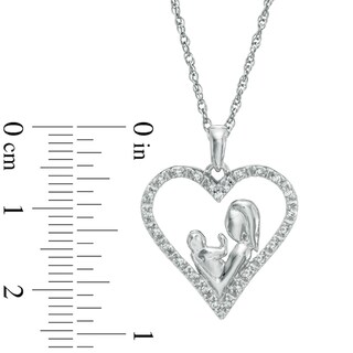 0.10 CT. T.W. Diamond Motherly Love Heart Pendant in 10K White Gold
