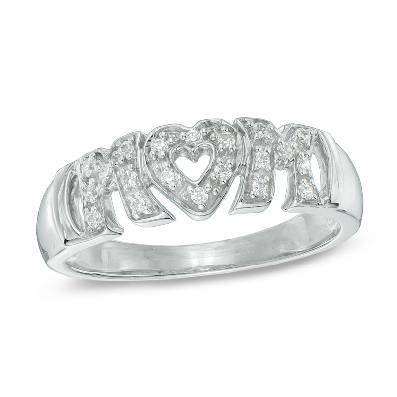 0.10 CT. T.W. Diamond "MOM" Ring in Sterling Silver|Peoples Jewellers