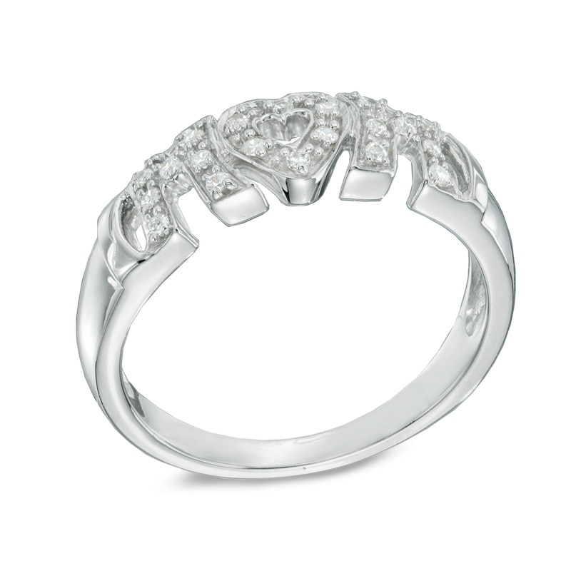 Main Image 2 of 0.10 CT. T.W. Diamond "MOM" Ring in Sterling Silver