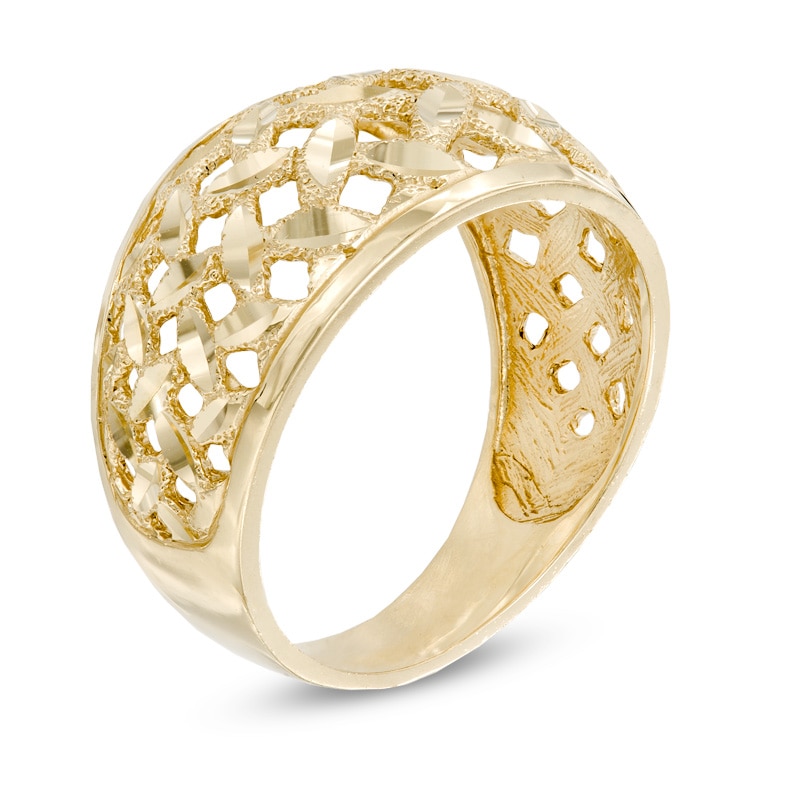 Diamond-Cut Basket Weave Ring in 10K Gold