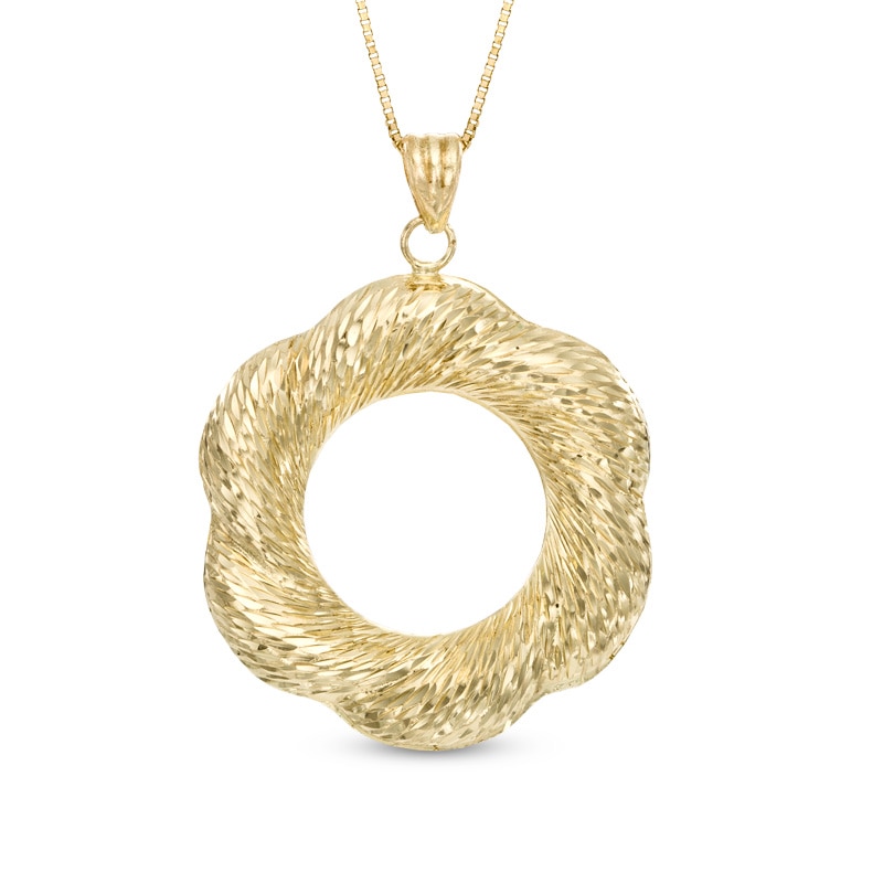 Main Image 1 of Diamond-Cut Circle Flower Pendant in 10K Gold