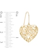 Thumbnail Image 1 of Diamond-Cut Filigree Swirl Heart Drop Earrings in 10K Gold