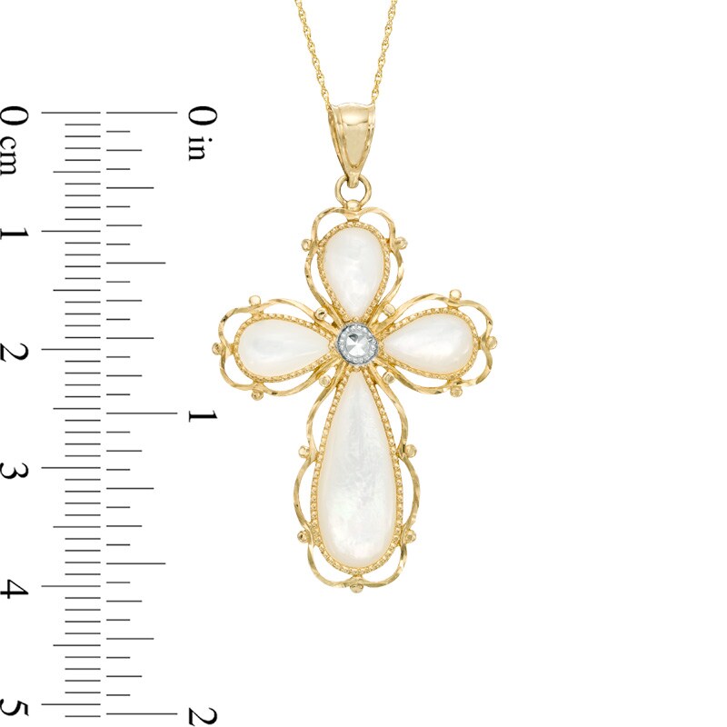 Mother-of-Pearl Cross Pendant in 10K Two-Tone Gold|Peoples Jewellers