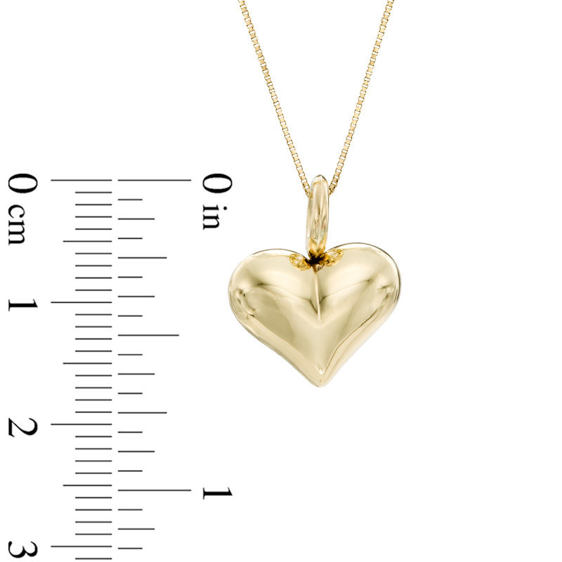 Main Image 2 of Puff Heart Pendant in 10K Gold - 17"