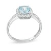 Thumbnail Image 1 of 6.0mm Cushion-Cut Aquamarine and 0.16 CT. T.W. Diamond Frame Ring in 10K White Gold